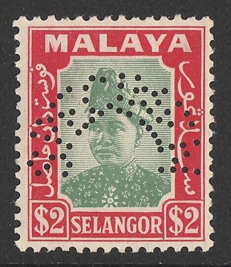 MALAYA - SelangoR 1941 Sultan $2 green & scarlet, perf SPECIMEN. MNH **.