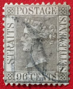 Malaya Straits Settlements 1871 QV 96c Used SG#19a P.12½ SG#19a M4720