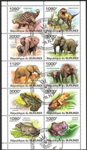 Burundi 2011 Dinosaurs Elephants Frogs Sheet Used / CTO