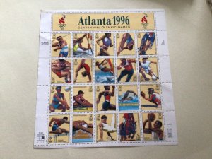Atlanta 1996 Olympics United States mint never hinged stamps sheet crease A13911
