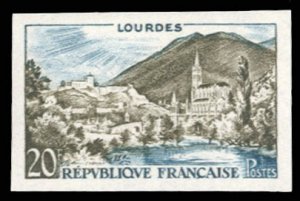 France, 1950-Present #873 (YT 1150) Cat€25, 1958 Lourdes, imperf. single, n...