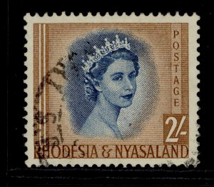 RHODESIA & NYASALAND QEII SG11, 2s deep blue and yellow-brown, FINE USED.