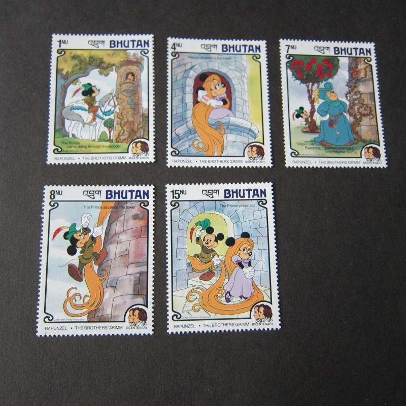 Bhutan Disney Sc 522-526 set MNH