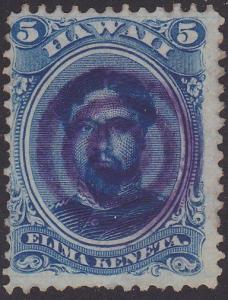 HAWAII 1864-86 5c Sc32 used - full target cancel............................2183