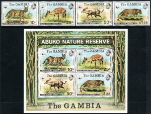 1976 Gambia WWF Abukoset w/ souvenir sheet SS MNH Sc# 341 / 344, a CV $135.50