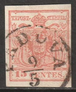 Lombardy Venetia 1850 Sc 4 used type III Padova CDS 