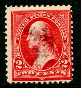 USA 1895 Washington 2¢ Carmine DL Wmk Scott #267 VFU L459