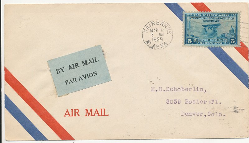 1929 Fair Banks Alaska 5ct Aeronautics tied to A irmail NOME ALASKA Flag Cancel