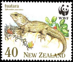 New Zealand #1023-1026, Cplt Set(4), 1991, World Wildlife Fund, Lizards, NH