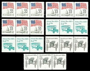 Scott 2115a, 2123, 2124 7 Diff. Plate # Coils Mint VF NH Cat $10.10