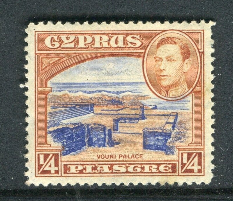 CYPRUS; 1938 early GVI Pictorial issue fine Mint hinged Shade of 1/4Pi. value
