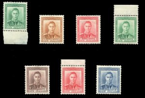 New Zealand #226-228C (SG 603-609) Cat£35, 1938-44 George VI, complete set, ...