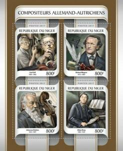 Niger - 2017 German-Austrian Composers - 4 Stamp Sheet - NIG17219a