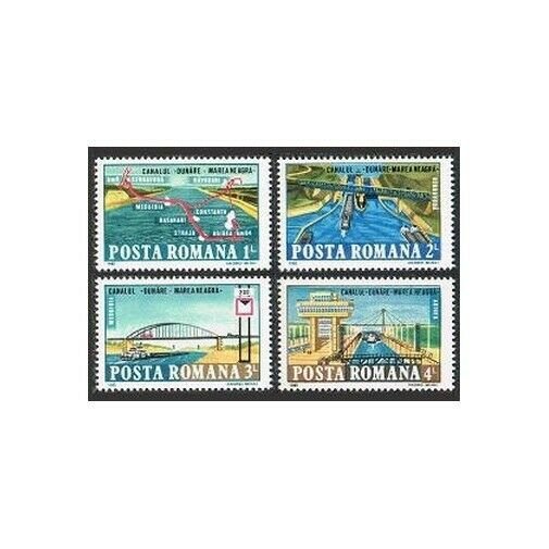 Romania 3266-3269,3270,MNH.Mi 4144-4147,Bl.216. Danube-Black Sea Canal,1985.