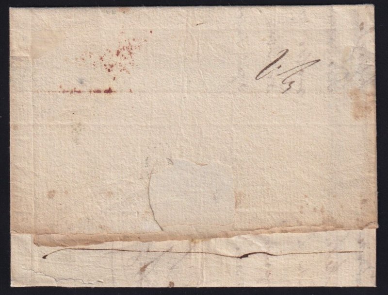 Ionian Islands 1823 Cefalonia to Corfu Inter-Island Stampless Folded Letter SFL