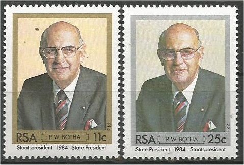 SOUTH AFRICA, 1984, MNH set, PW Botha Scott 646-647