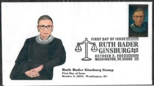 5821 - FDC - Ruth Bader Ginsburg White - Wally Jr Cachet - BWP