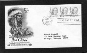 2175 Red Cloud, FDC strip/3 Art Craft/PCS cachet addressed