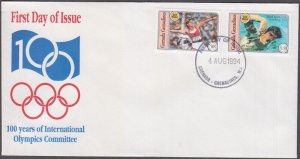 GRENADA GRENADINES Sc #694-5 FDC with AMERICAN JEWISH OLYMPIC SWIMMER MARK SPITZ