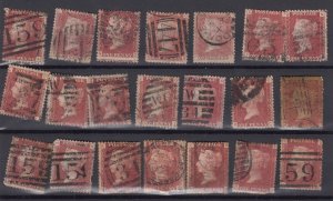 GB QV 1858 1d Red Collection Of 21 SG43/44 BP9740