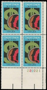 PCBstamps   US #2075 PB 80c(4x20c)Credit Union Act, MNH, (PB-4)