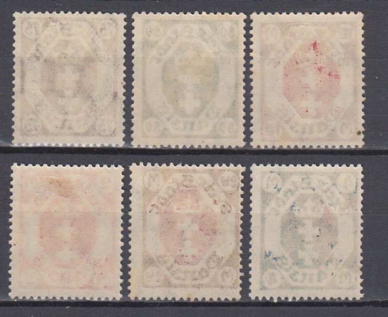 1922 Danzig German Occupation  Full Set Michel 93/98  MLH (key value 4Mk is MNH)