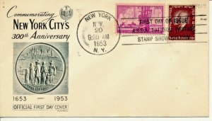 USA 1953 JUDAICA  EXHIBIT FDC W/ KKL CHAIM WEITZMAN ADD ON STAMP   