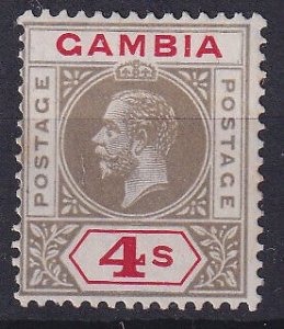 GAMBIA 1922 4s black and red hinged mint - 34697