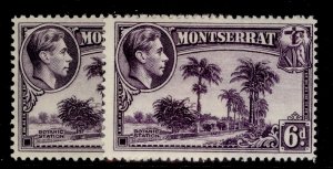 MONTSERRAT GVI SG107 + 107a, 6d PERF VARIETIES, M MINT. Cat £29.