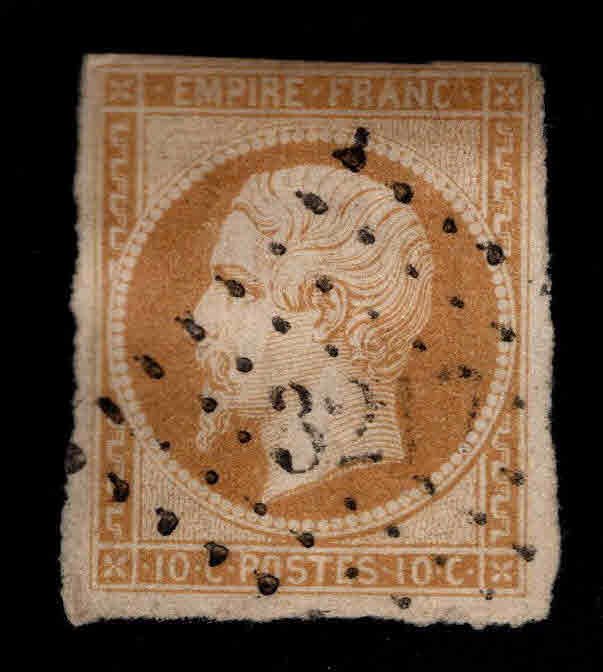 FRANCE Scott 14  Imperforate Napoleon 1854
