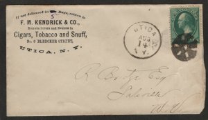 ADV COVER F.M Kendrick & Co Cigars Tobacco and Snuff Utica NY Fancy Cancel