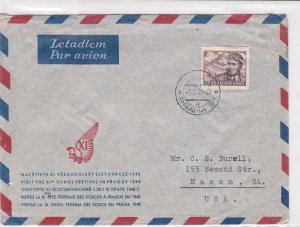 czechoslovakia 1947 airmail stamps cover ref 19642