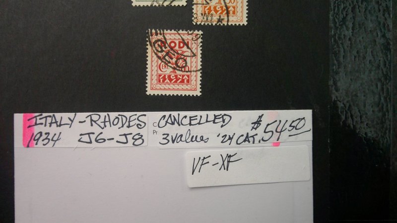 Rhodes 1934 Scott# J6-J8 USED  VF-XF set of 3