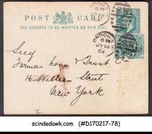 GREAT BRITAIN - 1904 KEDVII POSTCARD to NEW YORK U.S.A. - UPRATED