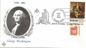 Washington birthday 1981 special hand cancel #!