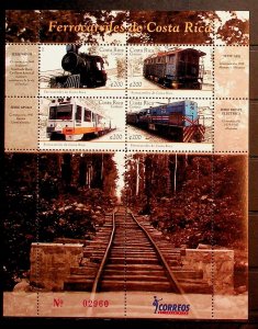 COSTA RICA Sc 633 NH MINISHEET OF 2010 - TRAINS - (CT5)