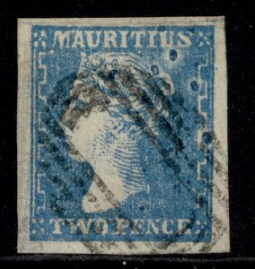 MAURITIUS QV SG43, 2d slate-blue, FINE USED. Cat £850. 