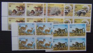 Lesotho 1977 Animals set in block x 4 MNH