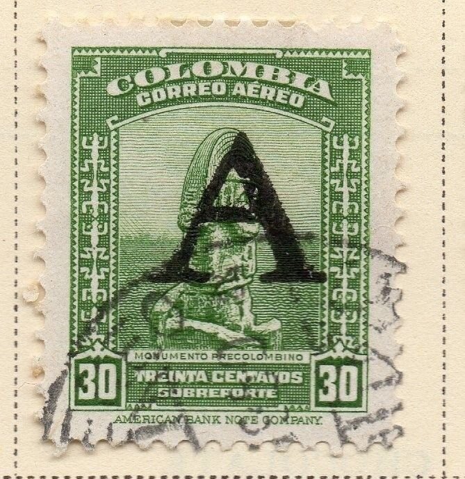 Colombia Air Post 1950 Early Issue Fine Used 30c. Optd 173200