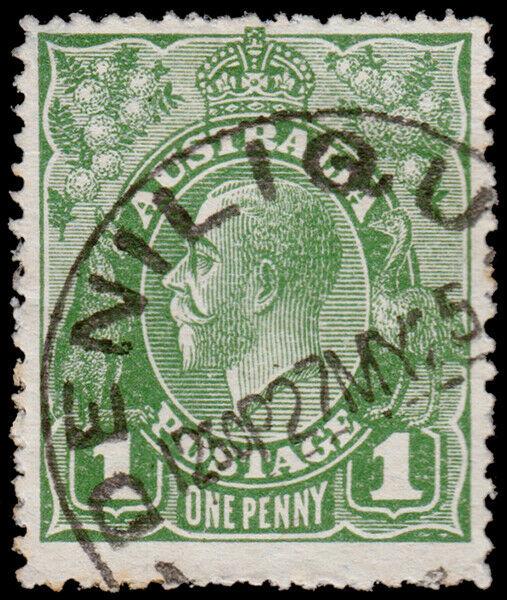 Australia Scott 64, Die I, Perf. 14, Green (1919) Used F-VF, CV $9.50 M