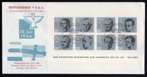 Germany 1964 Resistance Sheet on Cacheted FDC