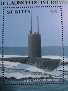 ST.KITTS-1960-CENTENARY LAUNCH OF 1ST ROYAL NAVY SUBMARINE MNH S/S SHEET-VF