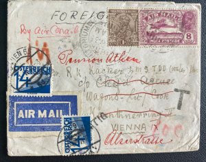 1933 India Mixed Franking Airmail Cover To Vienna Austria