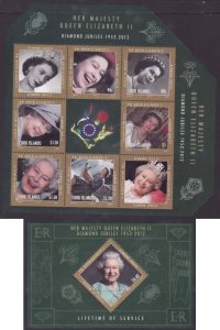 Cook Is.-Sc#1402-8- id9-unused NH set+sheet-QEII-60th Reign-2012-