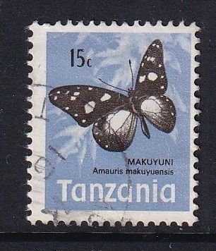 Tanzania   #37  used  1973  butterflies 15c