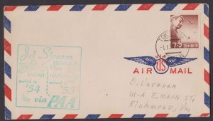 JAPAN - 1954 US AIR MAIL COVER VIA PAA JET STREAM MAILED IN 1954 ARRIVED IN 1953