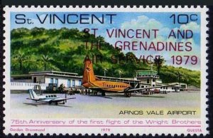 St Vincent 568 block/4, MNH. Michel 543. Air service, 1979. Arnos Vale  Airport.