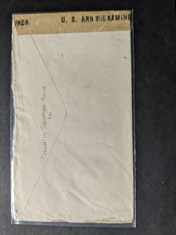 APO 210 CHENGTO, CHINA 1944 Censored WWII Army Cover 338 SIGNAL Co Wing APO 493 