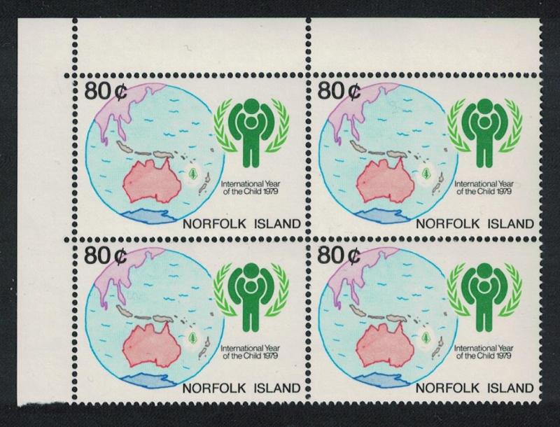 Norfolk Intl Year of the Child T1 Corner Block of 4 1979 MNH SG#229 SC#250