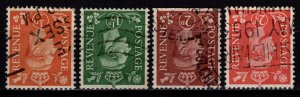 Great Britain 1950-52 George VI Def., new colors, Wmk Invtd, Part Set [Used]